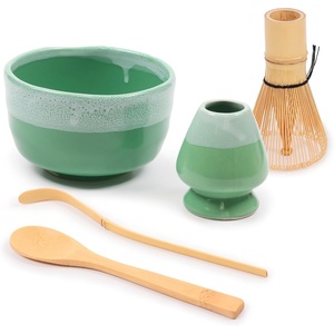 image:imageBambooMN Matcha Bowl Set Includes Bowl Rest Tea Whisk Chasaku amp Tea Spoon 1 Set Mint GreenMint Green