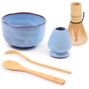 image:imageBambooMN Matcha Bowl Set Includes Bowl Rest Tea Whisk Chasaku amp Tea Spoon 1 Set Mint GreenShimmering Blue