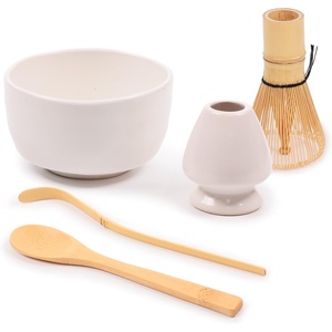 image:imageBambooMN Matcha Bowl Set Includes Bowl Rest Tea Whisk Chasaku amp Tea Spoon 1 Set Mint GreenWhite