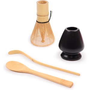image:imageBambooMN Matcha Green Tea Whisk And Scoop 4 Piece Set  White Holder  1 SetSet  Black