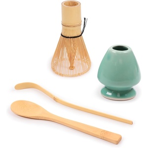 image:imageBambooMN Matcha Green Tea Whisk And Scoop 4 Piece Set  White Holder  1 SetSet  Green