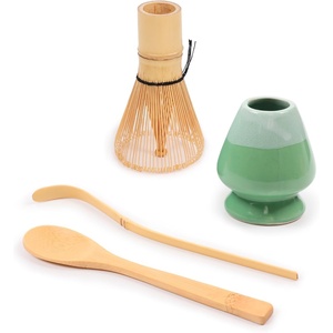 image:imageBambooMN Matcha Green Tea Whisk And Scoop 4 Piece Set  White Holder  1 SetSet  Mint Green