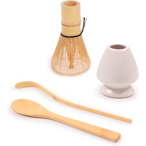 image:imageBambooMN Matcha Green Tea Whisk And Scoop 4 Piece Set  White Holder  1 SetSet  White