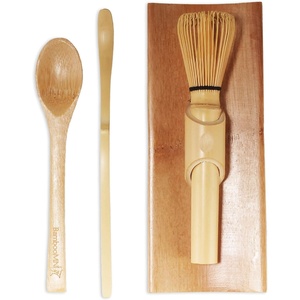 image:imageBambooMN Matcha Whisk Set  Skinny Golden Chasen Tea Whisk Tray Chashaku Hooked Bamboo Scoop Tea Spoon  2 SetsSkinny Golden Tea Whisk  Tray  Chasaku  Teaspoon Set