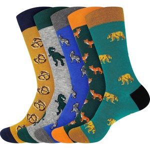image:imageBambooMN Mens Cotton Colorful Design Fashion Novelty Dress SocksAssortment 5a  5 Pairs