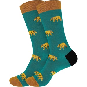 image:imageBambooMN Mens Cotton Colorful Design Fashion Novelty Dress SocksBig Brown Bear  2 Pairs