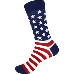 image:imageBambooMN Mens Cotton Colorful Design Fashion Novelty Dress SocksRed White Blue Flag  1 Pair