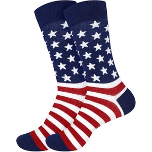 image:imageBambooMN Mens Cotton Colorful Design Fashion Novelty Dress SocksRed White Blue Flag  2 Pairs