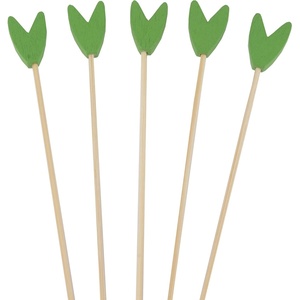 image:imageBambooMN Premium 59 Decorative Green Tulip End Cocktail Fruit Sandwich Picks Skewers for Catered Events Holidays Restaurants or Buffets Party Supplies 100 PiecesGreen