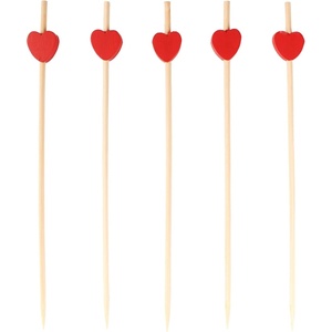 image:imageBambooMN Sample Pack Decorative Bamboo Cocktails Hors Doeuvres Fruit Sandwich Skewers Picks for Catered Events Holidays Restaurants or Buffet Party Supplies 30 PiecesHeart Red