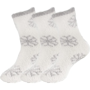 image:imageBambooMN Soft Warm Cozy Fuzzy Snowflake Socks Variety of Color Options01 Pearly White