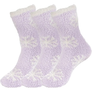 image:imageBambooMN Soft Warm Cozy Fuzzy Snowflake Socks Variety of Color Options03 Lovely Lavender