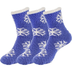 image:imageBambooMN Soft Warm Cozy Fuzzy Snowflake Socks Variety of Color Options06 Blizzard Blast