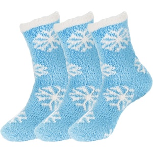 image:imageBambooMN Soft Warm Cozy Fuzzy Snowflake Socks Variety of Color Options07 Marshmallow Blue