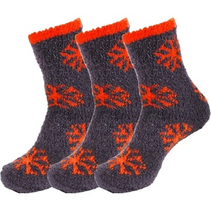 image:imageBambooMN Soft Warm Cozy Fuzzy Snowflake Socks Variety of Color Options09 Pumpkin Patch