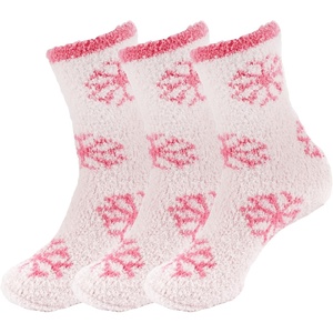 image:imageBambooMN Soft Warm Cozy Fuzzy Snowflake Socks Variety of Color Options13 Peppermint Bark