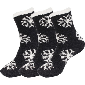 image:imageBambooMN Soft Warm Cozy Fuzzy Snowflake Socks Variety of Color Options14 Tuxedo Tails