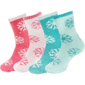 image:imageBambooMN Soft Warm Cozy Fuzzy Snowflake Socks Variety of Color OptionsAssortment 4d