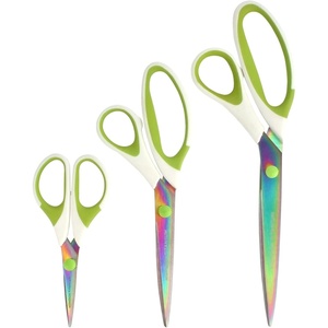 image:imageBambooMN Titanium Softgrip Scissors Set for Sewing Arts Crafts Office  1 Set of 3  Black wGrey Inlays3pc White W Green Inlays
