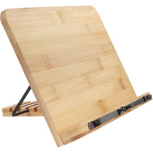 image:imageBambooMN Universal Bamboo Book Stand for Cookbooks Reading Cell Phone Art Sheet Music Tablet  Portable and Foldable with 5 Position Adjustable Tilt  1 UnitBamboo