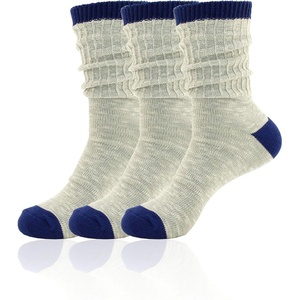 image:imageBambooMN Vintage Pattern Slouch Soft Warm Crew Boot Cabin Socks Sizes and Colors3 Prs Blue Grey