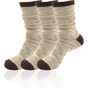 image:imageBambooMN Vintage Pattern Slouch Soft Warm Crew Boot Cabin Socks Sizes and Colors3 Prs Brown