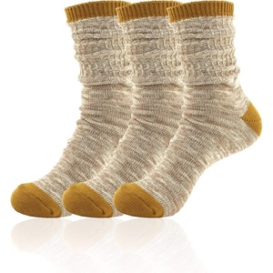 image:imageBambooMN Vintage Pattern Slouch Soft Warm Crew Boot Cabin Socks Sizes and Colors3 Prs Honey