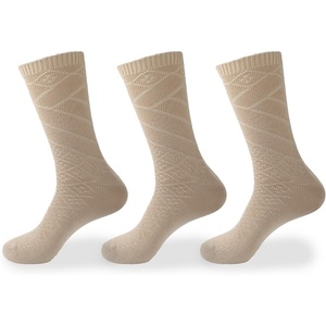image:imageBambooMN Vintage Pattern Slouch Soft Warm Crew Boot Cabin Socks Sizes and Colors3 Prs Pattern Design Beige