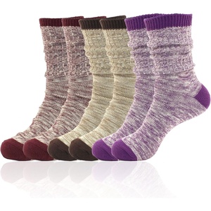 image:imageBambooMN Vintage Pattern Slouch Soft Warm Crew Boot Cabin Socks Sizes and ColorsAssort 6b