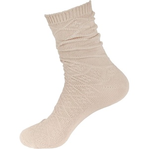 image:imageBambooMN Vintage Pattern Slouch Soft Warm Crew Boot Cabin Socks Sizes and ColorsPattern Design Beige