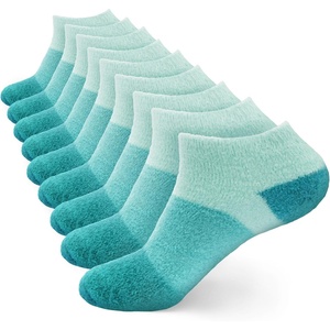 image:imageBambooMN Womens Aloe Infused Fuzzy Nylon Moisturizing Spa Socks  Asst G  Size 48  6 PairsAquamarine 9 Pairs