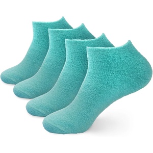 image:imageBambooMN Womens Aloe Infused Fuzzy Nylon Moisturizing Spa Socks  Asst G  Size 48  6 PairsSolid Aqua 4 Pairs