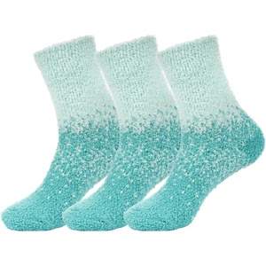 image:imageBambooMN Womens Fuzzy Colorful Socks  3 Pair Packs10 Sea Spray