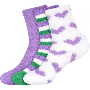 image:imageBambooMN Womens Fuzzy Colorful Socks  3 Pair PacksAssortment Ff