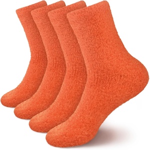image:imageBambooMN Womens Fuzzy Soft Colored SocksBright Orange