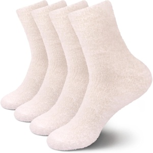 image:imageBambooMN Womens Fuzzy Soft Colored SocksOffwhite