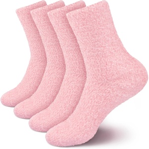 image:imageBambooMN Womens Fuzzy Soft Colored SocksPink