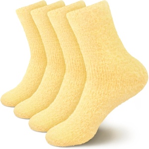 image:imageBambooMN Womens Fuzzy Soft Colored SocksYellow