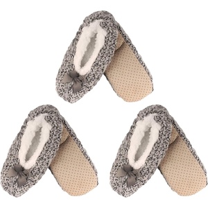 image:imageBambooMN Womens Gradient Cozy Fuzzy Indoor Home Slippers  3 PairsFurry Black
