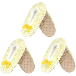 image:imageBambooMN Womens Gradient Cozy Fuzzy Indoor Home Slippers  3 PairsFurry Gold Yellow