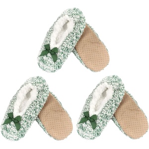 image:imageBambooMN Womens Gradient Cozy Fuzzy Indoor Home Slippers  3 PairsFurry Green