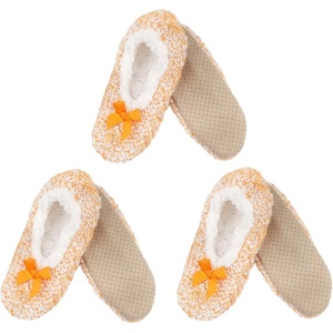image:imageBambooMN Womens Gradient Cozy Fuzzy Indoor Home Slippers  3 PairsFurry Orange