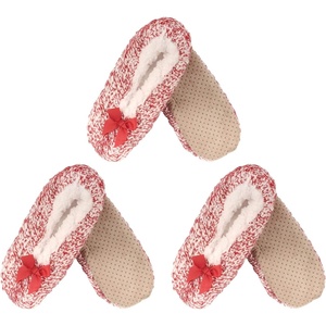 image:imageBambooMN Womens Gradient Cozy Fuzzy Indoor Home Slippers  3 PairsFurry Red