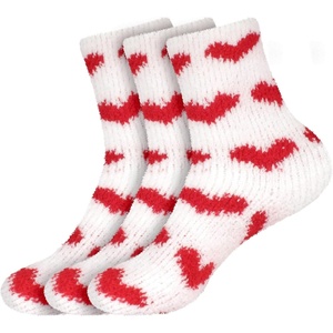 image:imageBambooMN Womens Heart and Stripe Soft Warm Microfiber Fuzzy NonSlip Grips Socks  3 Pair Value PackA2