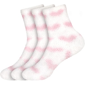 image:imageBambooMN Womens Heart and Stripe Soft Warm Microfiber Fuzzy NonSlip Grips Socks  3 Pair Value PackB2