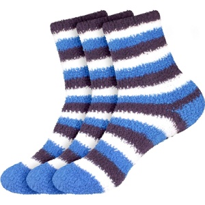 image:imageBambooMN Womens Heart and Stripe Soft Warm Microfiber Fuzzy NonSlip Grips Socks  3 Pair Value PackC3