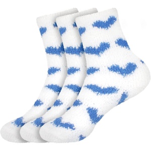 image:imageBambooMN Womens Heart and Stripe Soft Warm Microfiber Fuzzy NonSlip Grips Socks  3 Pair Value PackD2