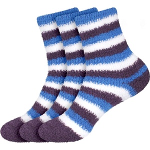 image:imageBambooMN Womens Heart and Stripe Soft Warm Microfiber Fuzzy NonSlip Grips Socks  3 Pair Value PackD3