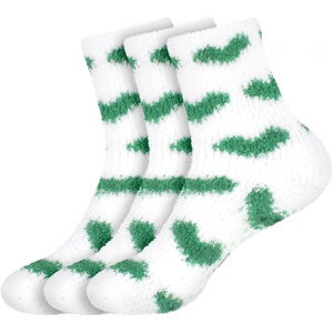 image:imageBambooMN Womens Heart and Stripe Soft Warm Microfiber Fuzzy NonSlip Grips Socks  3 Pair Value PackE2
