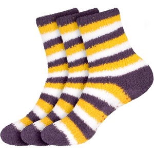 image:imageBambooMN Womens Heart and Stripe Soft Warm Microfiber Fuzzy NonSlip Grips Socks  3 Pair Value PackH3